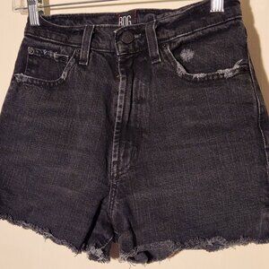 Women's BDG black denim girlfriend high rise cut off shorts size 24in|0|Small
